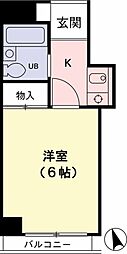 カサヴェール桜ケ丘 1Kの間取図画像