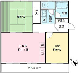 メイゾンクレーユ多摩 2LDKの間取図画像