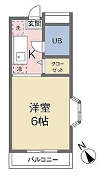 ポナール平方 ワンルームの間取図画像