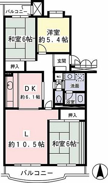 グリーンコープ松が谷3号棟 202｜東京都八王子市松が谷(賃貸マンション3LDK・2階・79.19㎡)の写真 その2