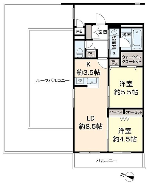 京王ラフィネ橋本テラス 307｜神奈川県相模原市緑区東橋本２丁目(賃貸マンション2LDK・3階・56.30㎡)の写真 その2