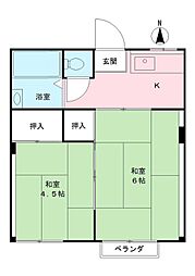 コスモハイツ和光 2Kの間取図画像