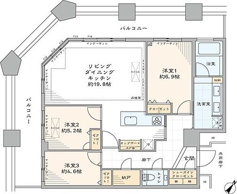 間取り 芝浦アイランドケープタワー 46階/4605