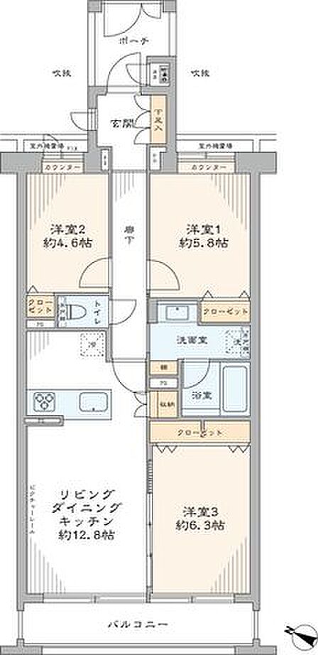 専有面積約68.79m2・3LDKの室内新規リノベーション済のお部屋です。給水管・給湯管に至るまで新規交換したので、快適に新生活をスタートできます。
