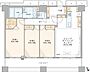 間取り：専有面積97.20m2の3LDK+WICの間取りです。全室南西向きのため陽当たり良好です。 室内は全面リノベーション済みのため、快適にお住まいいただけます。