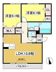コンフォート楓 2LDKの間取図画像