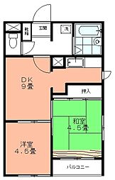 さくらハイツ都立家政 2DKの間取図画像