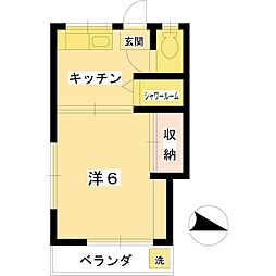 第一石坂荘 1Kの間取図画像
