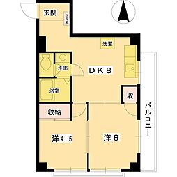 アイリットマンション 2DKの間取図画像