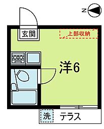 ドミー東高円寺F 1階ワンルームの間取り