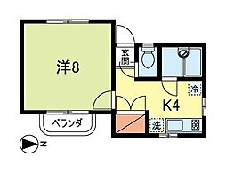 メゾンササキ 1Kの間取図画像