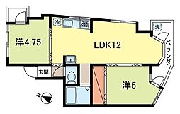 リレント新宿 2LDKの間取図画像