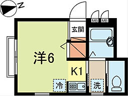 ルソレイユ 1Kの間取図画像