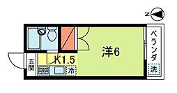 アローハイツ 1Kの間取図画像