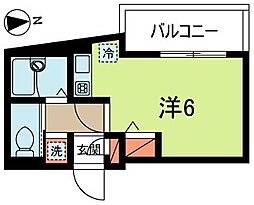 LYNX松ノ木 3階ワンルームの間取り