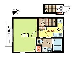 メゾンイーリヤS 1Kの間取図画像