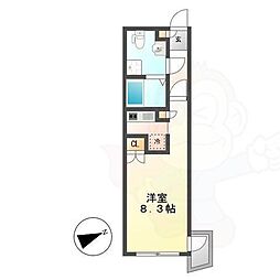Branche千種公園 1階ワンルームの間取り