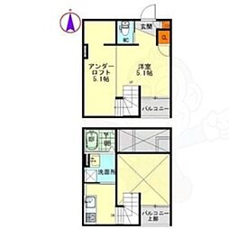 名古屋市営鶴舞線 浅間町駅 徒歩12分の賃貸アパート 2階ワンルームの間取り