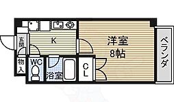 レージュ松原 4階1Kの間取り