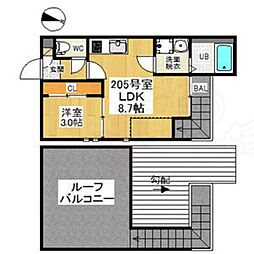名古屋市営東山線 中村公園駅 徒歩9分の賃貸アパート 2階1LDKの間取り