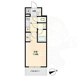 マリオン城西 1Kの間取図画像