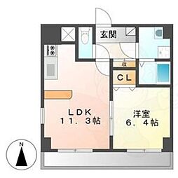 フローレス・コート 1LDKの間取図画像