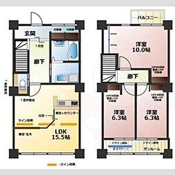 五条ビル 3LDKの間取図画像