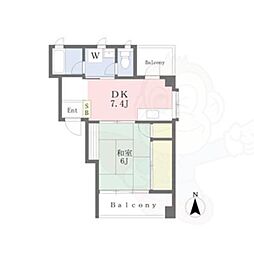 美和ビル 1DKの間取図画像