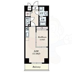 GRANDUKE古出来fiore 1LDKの間取図画像