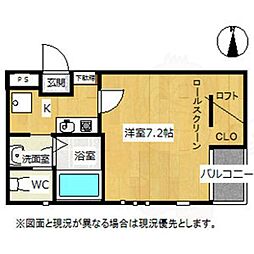 ハウスCキューブ 1Kの間取図画像