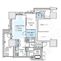 プラウドタワー名駅 1LDKの間取図画像