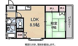 サンハイツ五才美 1LDKの間取図画像