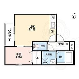 ラポート日比野 1LDKの間取図画像
