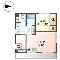 リアル神山 1LDKの間取図画像