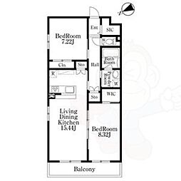 名古屋市千種区千種2丁目マンション 2LDKの間取図画像