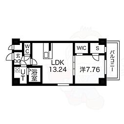 グランドソレイユ伝馬 1LDKの間取図画像
