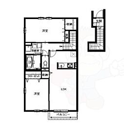 リーブル東中島 2LDKの間取図画像
