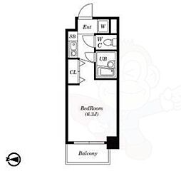 ミスターワシントンビル ワンルームの間取図画像
