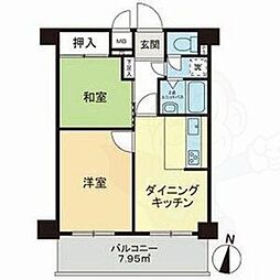ライオンズマンション東片端 2DKの間取図画像