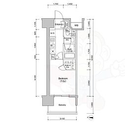 ザ・パークハビオ新栄 1Kの間取図画像