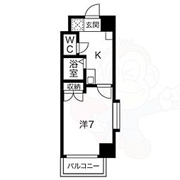 シティライフ名駅 1Kの間取図画像