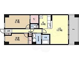 ソーラスフロント富船北棟 2LDKの間取図画像