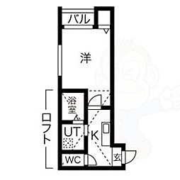 LamaisonY's本陣 1Kの間取図画像