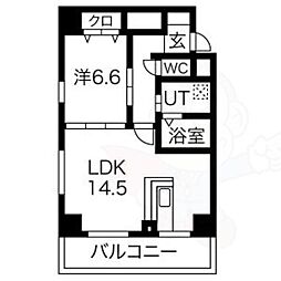 サン・東山公園ウエスト 1LDKの間取図画像