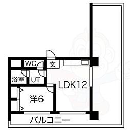 オーシャンハイツ栄 1LDKの間取図画像