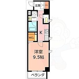 アーバンライフ名駅ウエスト ワンルームの間取図画像