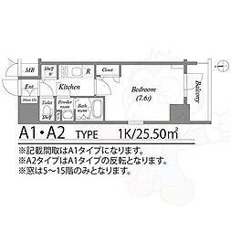 エスリード大須プレシア 1Kの間取図画像