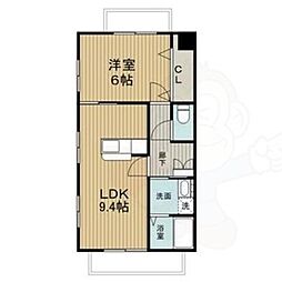 第3奥村マンション 1LDKの間取図画像