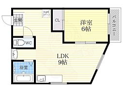 キャスモマンション 1LDKの間取図画像