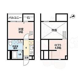クリスタルパレス 1Kの間取図画像